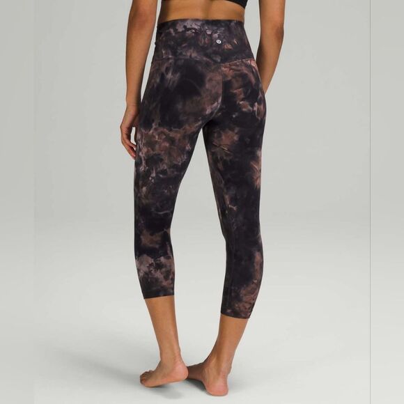 Lululemon Align Crop 21 Diamond Dye Graphite Pink Aligns Leggings Women's 20 - Picture 1 of 7